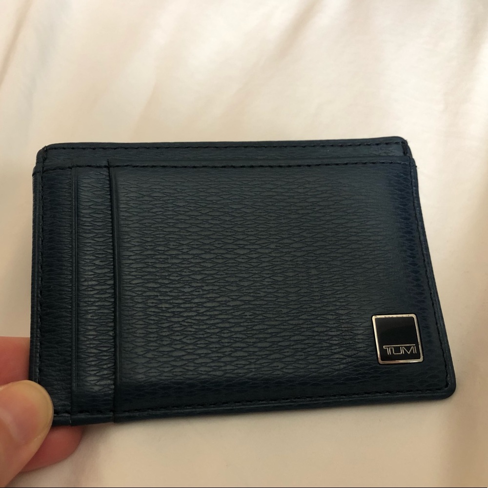 Tumi- blue leather wallet